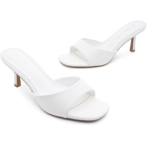 Womens Low Heels Stilleto Open Toe One Band Slip on Mules